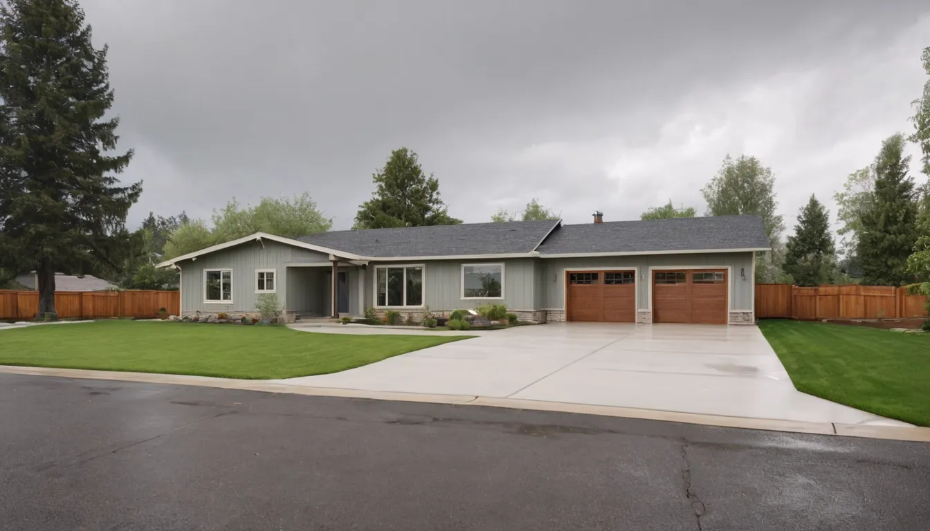 A suburban home with a garage door open on a quiet street in Vernon